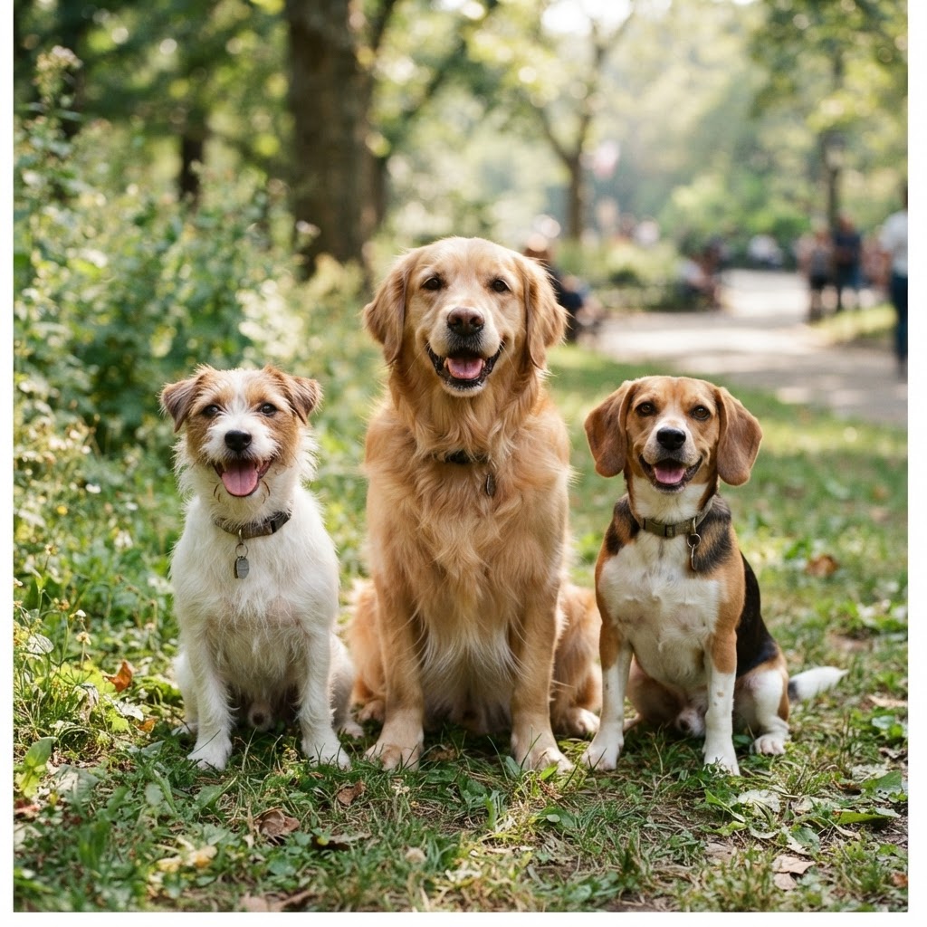 Happy dogs at the park